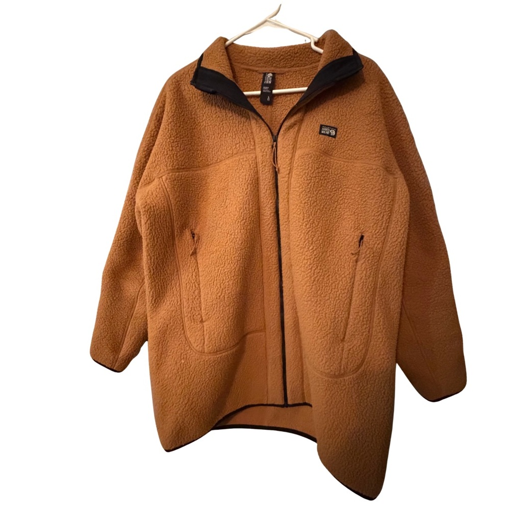Mountain Hardwear Womens L Sherpa Fleece Jacket Brown Black Trim Full Zip